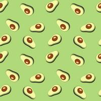 Seamless background with avocado pattern on a cute green background. vector