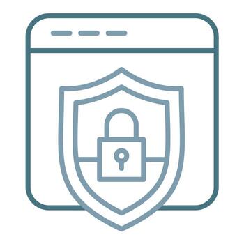 icono de dos colores de la línea de seguridad del sitio web vector