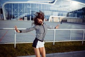 young carefree woman jumping