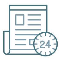 24 Hours News Line Two Color Icon vector