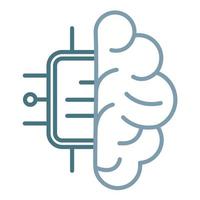 Brain Chip Line Two Color Icon vector