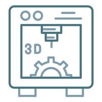 3d Printer Line Two Color Icon vector