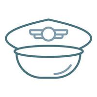 Pilot Hat Line Two Color Icon vector