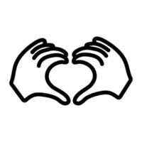 Set of black vector icons, isolated against white background. Flat illustration on a theme hands, heart gesture