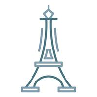 icono de dos colores de la línea de la torre eiffel vector