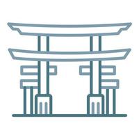 Torii Gate Line Two Color Icon vector