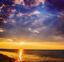 magical sunset over black sea photo