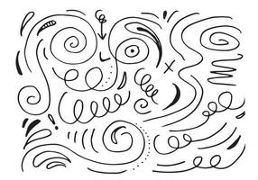 Hand drawn vector sketchy Doodle cartoon set of curls and swirls decorative elements for concept design