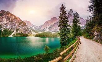 lake between mountains photo