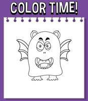 Worksheets template with color time text and monster outline vector