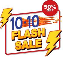 10.10 venta flash hasta 50 de descuento en banner vector