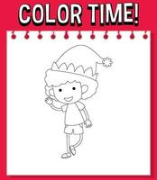 Worksheets template with color time text and elf outline vector