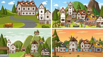 Set of different scene medieval vector