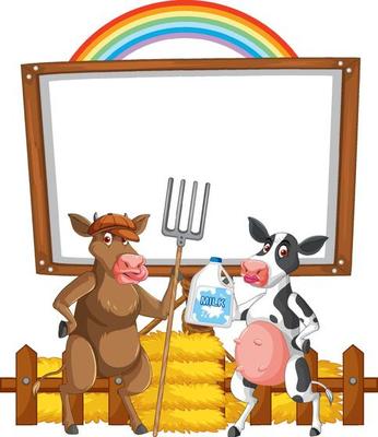 Sign board with animal farm on white background