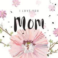 Mother's day greeting card with beautiful blossom flowers vector