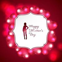 Mother's day calligraphy text in a beautiful shape against a vibrant red balloons background in mother silhouette on red background vector