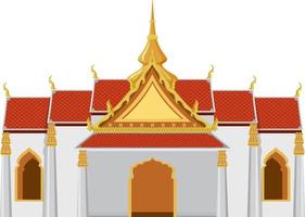 Thai temple design with red and golden roof vector