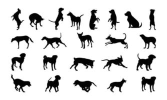 Vector silhouette of a dog on white background.