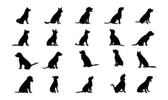 Vector silhouette of a dog on white background.