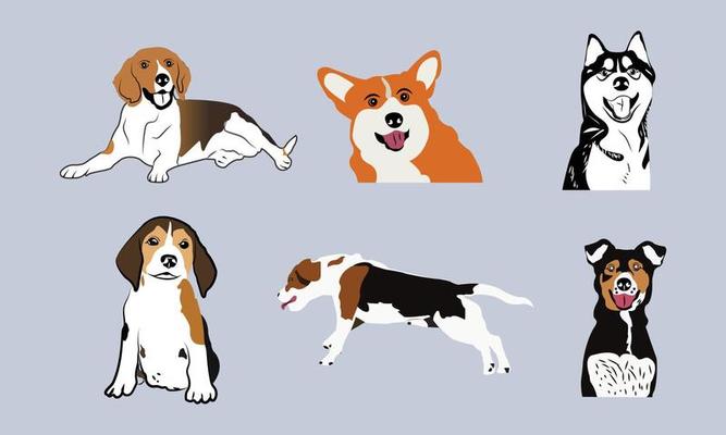 Vector silhouette of dog on white background.