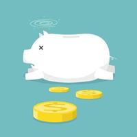 Piggy bank. failure to save money. Vector illustration