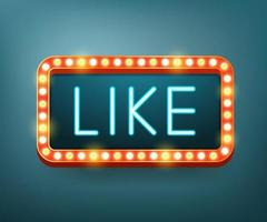 Like. text with electric bulbs frame. Vector illustration
