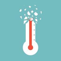 Thermometer with heat till heavy crack. Vector illustration