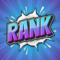 Rank. Poster comic speech bubble. Vector illustration