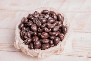 Assortment of delicious chocolate candies background. Chocolate candy isolated. photo