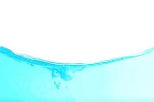 Blue surface water and air bubble isolated on white background photo