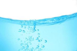 Blue surface water and air bubble isolated on white background photo