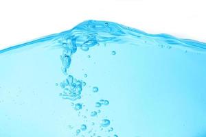 Blue surface water and air bubble isolated on white background photo