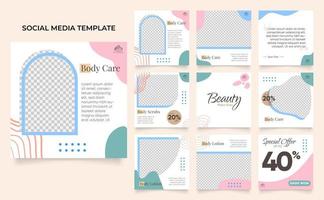 promoción de venta de belleza y cuidado corporal de banner de plantilla de redes sociales vector