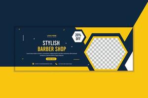 Hair Cutting barbershop social media cover design vector