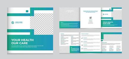 Medical and healthcare square trifold brochure template vector