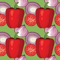 onnion and red pepper seamless pattern design vector