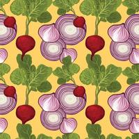 hand draw vegetable seamless colorful pattern design vector