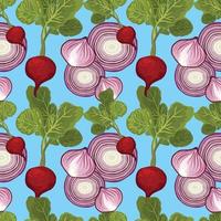 hand draw vegetable colorful seamless pattern design vector