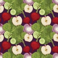 hand draw vegetable seamless pattern cute design vector