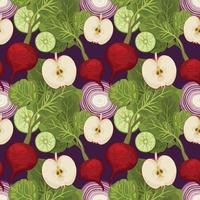 hand draw vegetable seamless pattern cute design vector