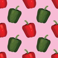 red pepper and green pepper hand draw vegetable seamless pattern design vector