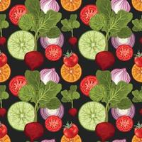 hand draw vegetable seamless pattern design vector