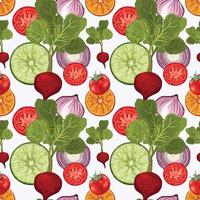 art hand draw vegetable seamless pattern design vector