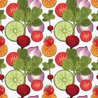 art hand draw vegetable seamless pattern design vector