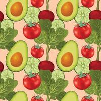 hand draw fresh and healthy vegetable seamless pattern design vector