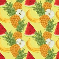 mixed fruits hand draw fruit and vegetable seamless pattern design vector