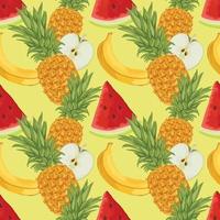 frutas mixtas dibujar a mano frutas y verduras diseño de patrones sin fisuras vector