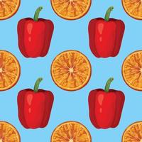 orange and red peper hand draw seamless pattern design vector