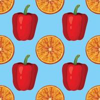 orange and red peper hand draw seamless pattern design vector