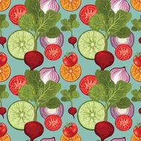 hand draw vegetable seamless pattern art design vector